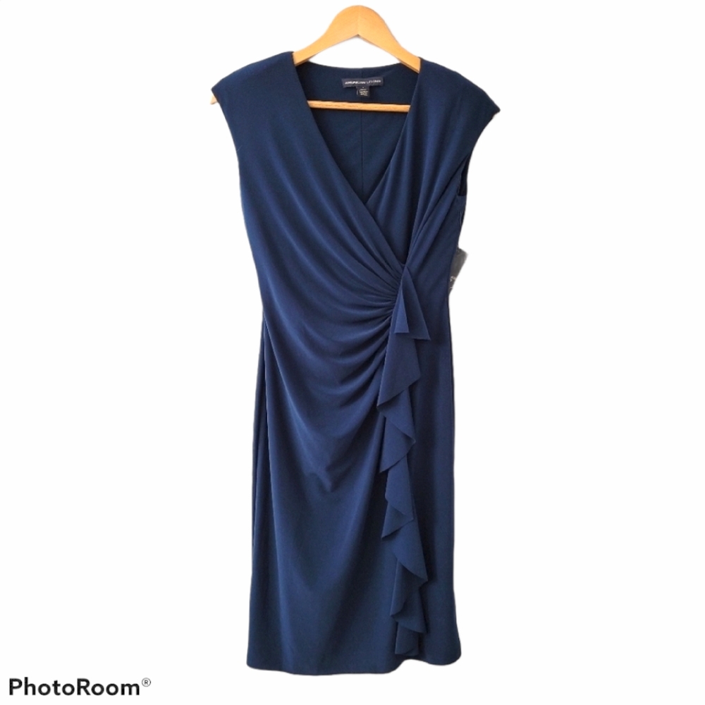 Teal Formal Evening Cocktail Dress Size 4 Faux Wrap Mini Dress